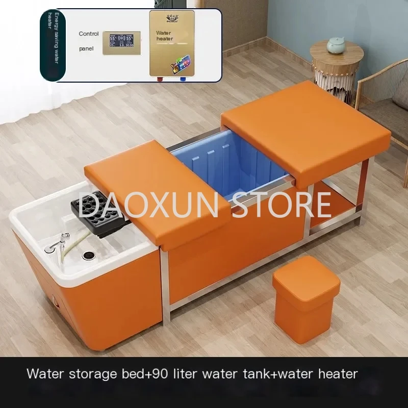 Head Spa Hair Washing Bed Luxury Makeup Lounge Fumigation Water Tank Shampoo Chair Salon Lettino Massaggio Furniture MQ50SC