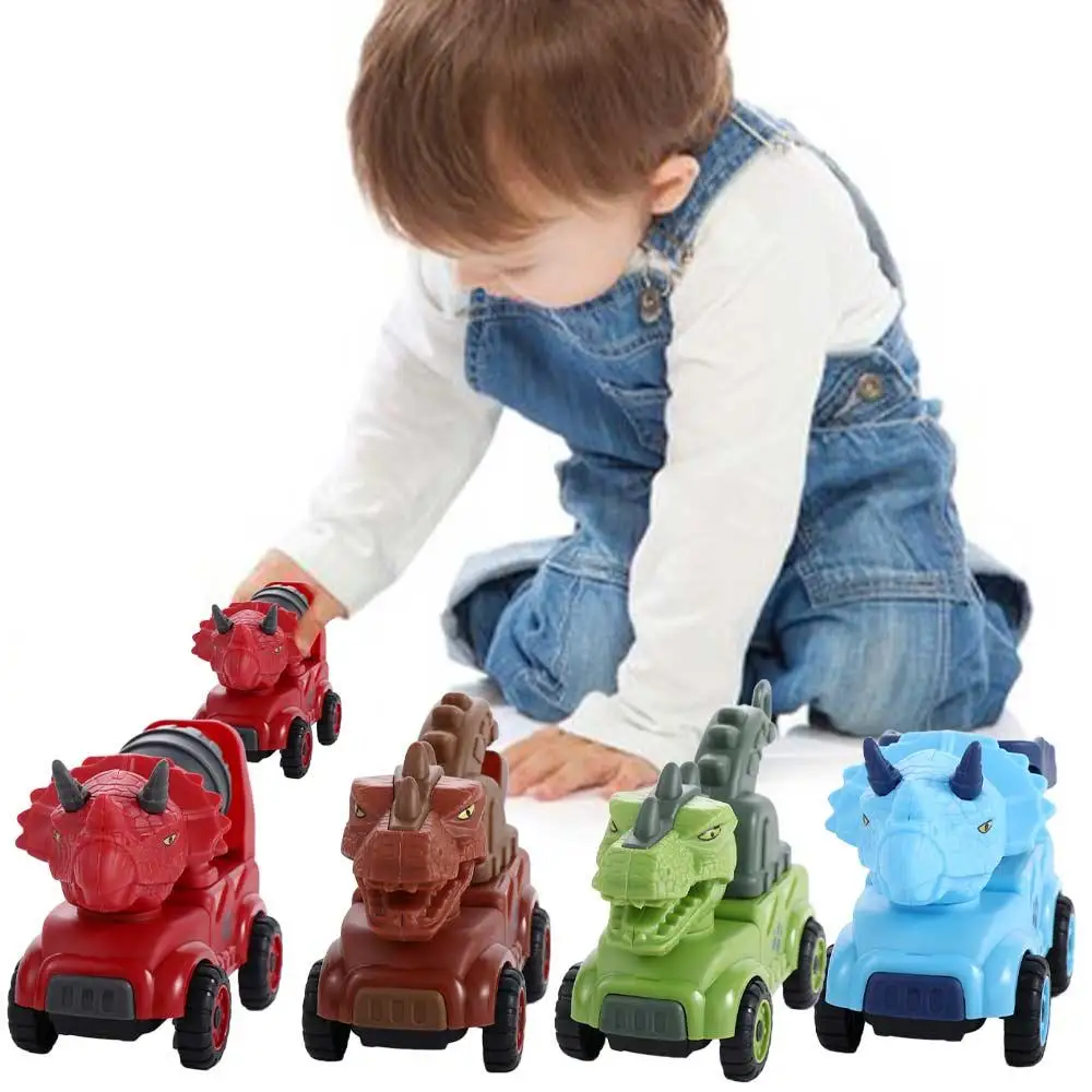 

Triceratops Tyrannosaurus Cartoon Mixer truck Inertial Catapult Car Car Excavator Toys Dinosaur Engineering Vehicle Toy