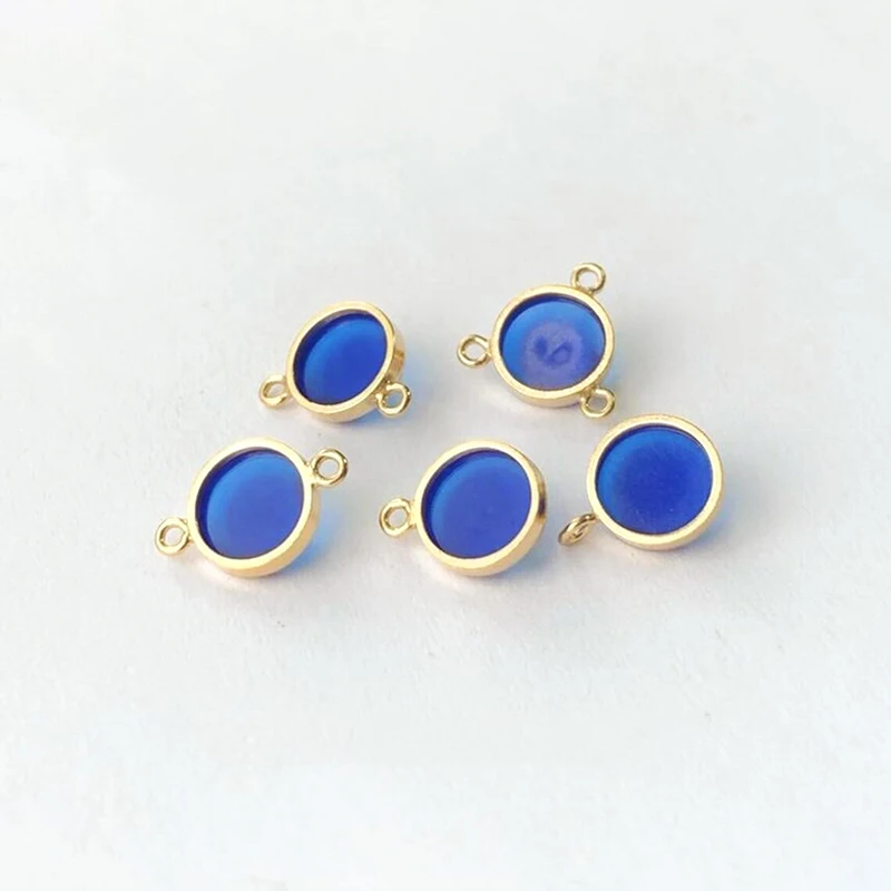 14K Gold Filled 6mm Blue Eye Charm Pendant / Connector /V Connector For Necklace DIY Jewelry Hypoallergenic Jewelry Accessory