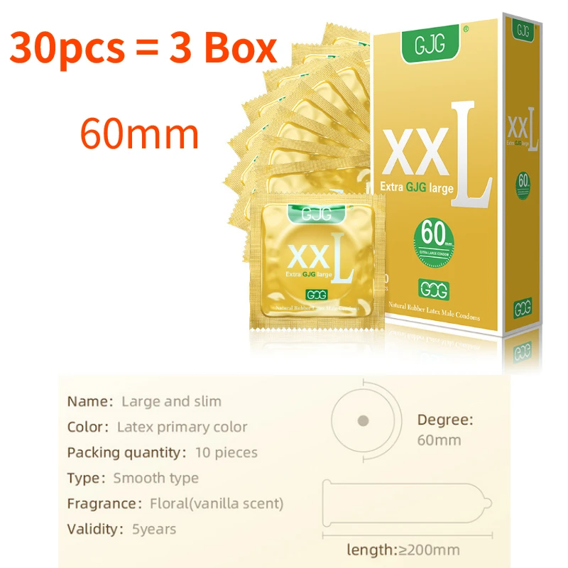 30pcs Large Size 65mm Ultra-thin Condoms for Man Penis Sleeve Natural Rubber Latex Safe contraception Sex Toys Condoms Adult 18+