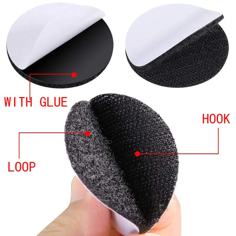 60mm Strong Self Adhesive Hook and Loop Fastener Tape Nylon Sticky Dots  Adhesive Fastener Double Sided Tape with Glue for DIY