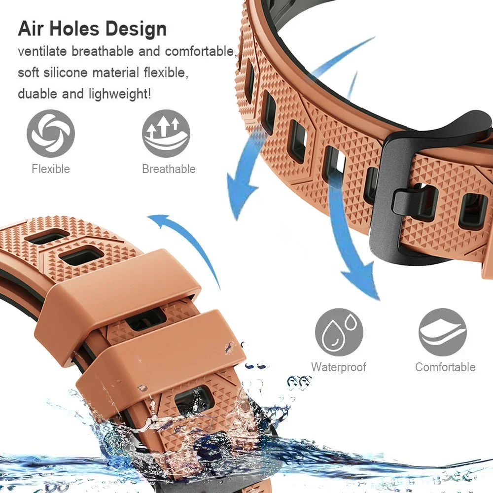 Breathable Silicone Strap with PC Glass Case – 2-in-1 Bracelet and Screen Protector