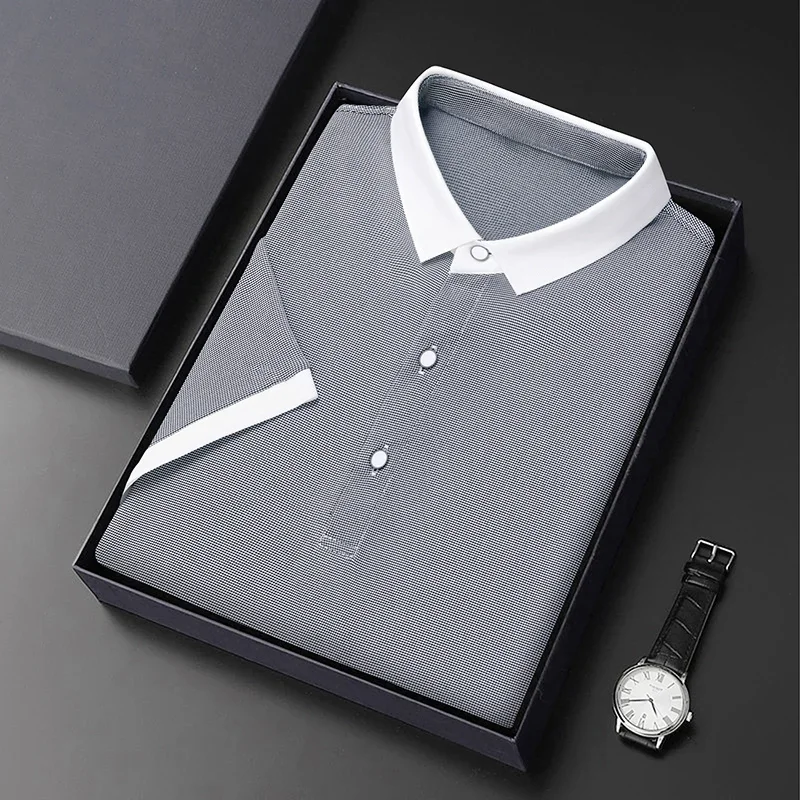 

Мужская футболка с коротким рукавом, универсальная рубашка-поло из чистого хлопка, весна-лето