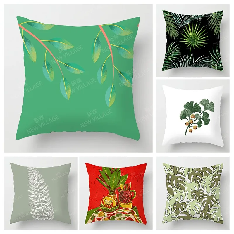 

Скандинавский осенний домашний декор, Осенний чехол для диванной подушки, современный 45x45 см 45*45 50x50 60x60 см 40*40 см, лист, растение, зеленый