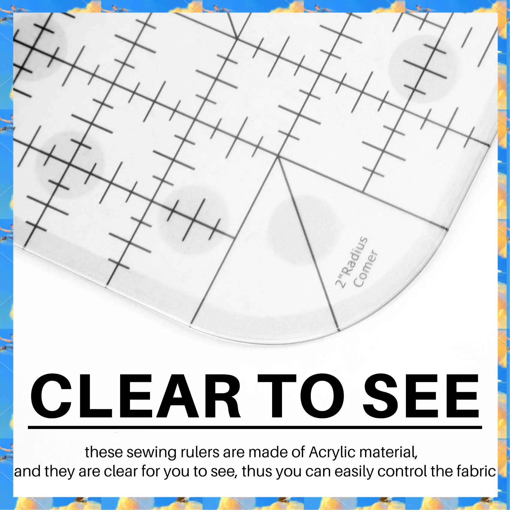 FTS Creative Curved Corner Quilt Ruler – Patchwork Sewing Template Tool 3