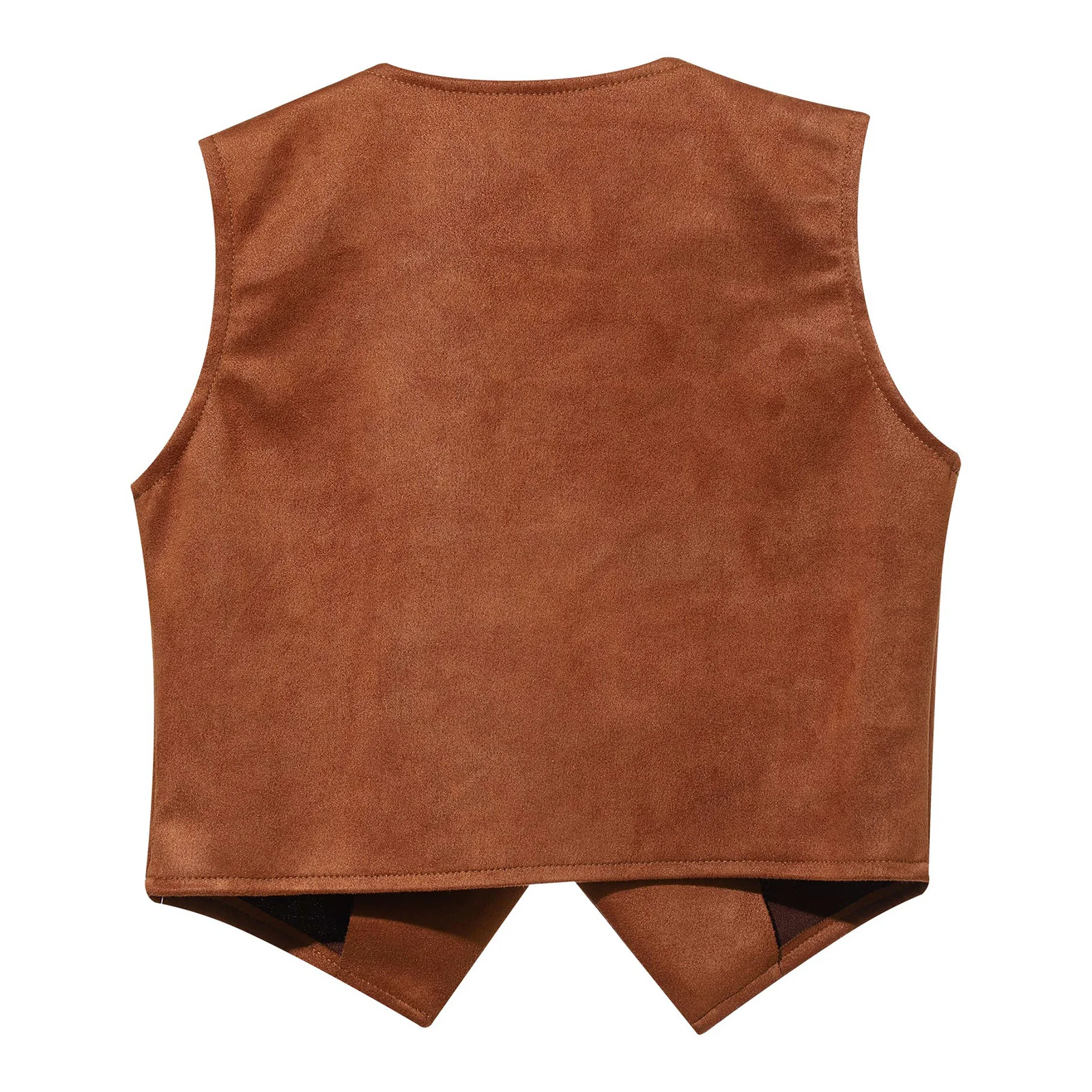 Kids Boys Western Cowboy Costume Vest Pointed Hem Fringe Decor Open Front Waistcoats Halloween Purim Party Fantasia Dress Up
