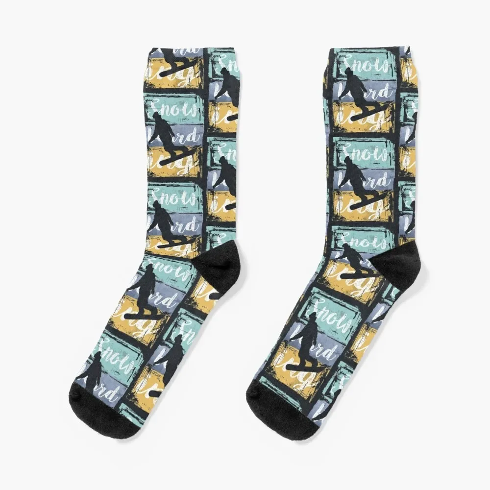 Snowboarding Tee - Vintage Retro Snowboarder Socks warm winter Novelties Socks For Women Men's