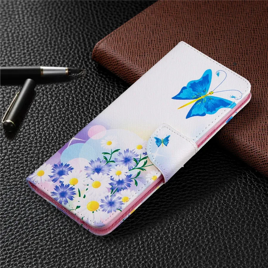 Elegant Magnetic Flip Leather Wallet Case with Artistic Paintings Design
