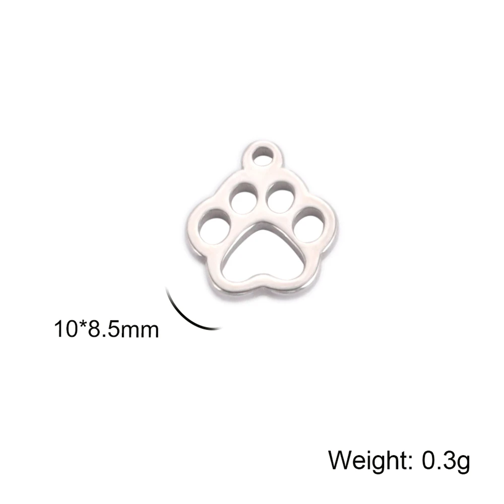 5 stücke Edelstahl DIY Armbänder Ohrringe Charms für Schmuck machen niedlichen Tier Pawprint Anhänger Bulk-Zubehör Großhandel – Detail 4