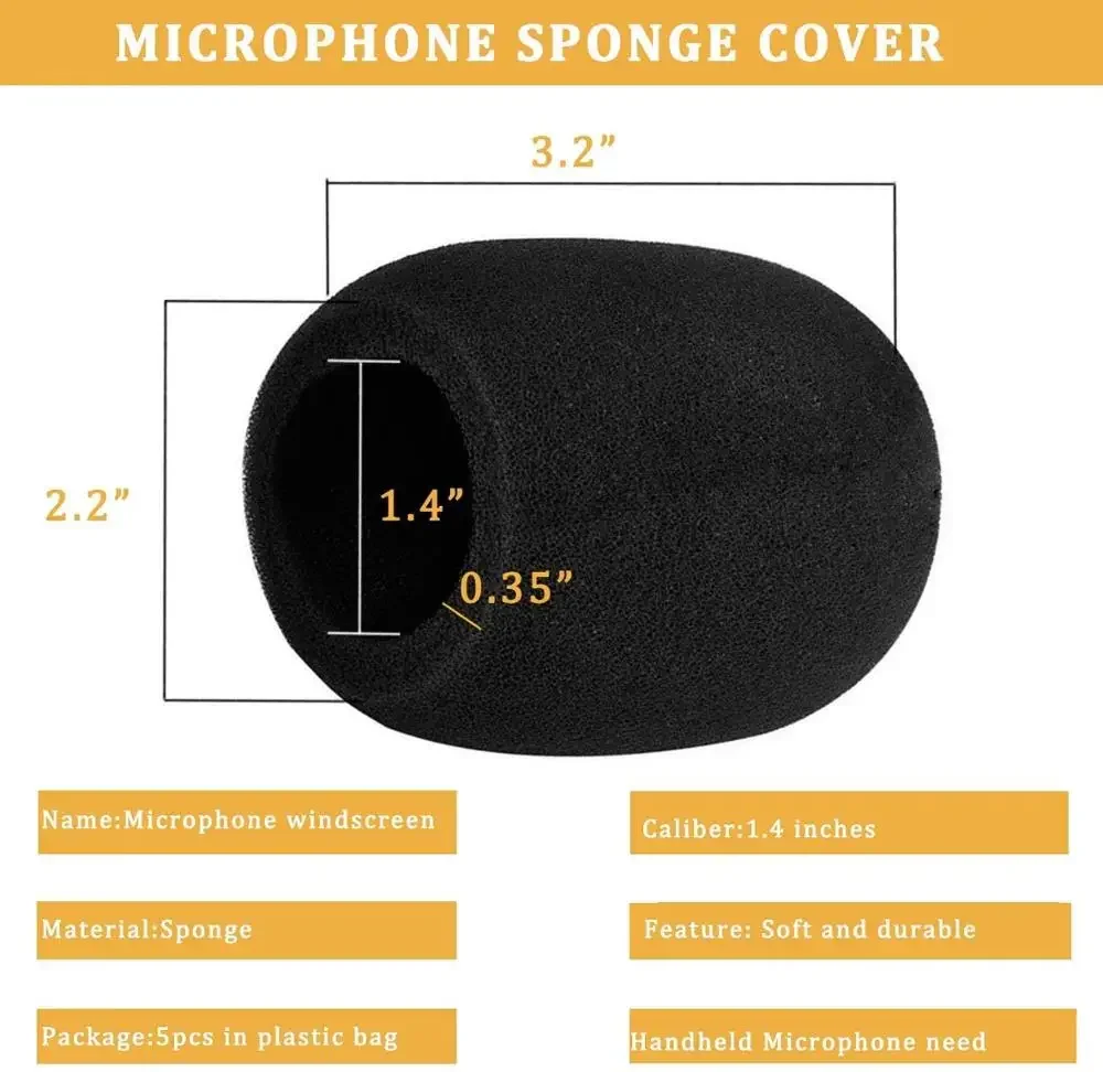 Microphone Cover 5 Pack Foam Mic Windscreen