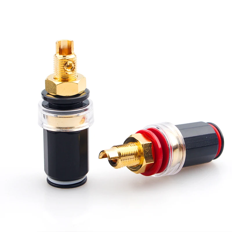 4Pcs HiFi Speaker Terminal Connector Binding Post Spade Banana Plug Socket Audio Adapter
