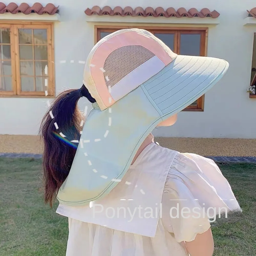 Neuer Nackenschutz-Sonnenhut aus Polyester mit UV-Schutz, breiter Krempe, Strandhüte mit Riemen, atmungsaktiver Fischerhut für Jungen und Mädchen, Sonnenhüte – Detail 3