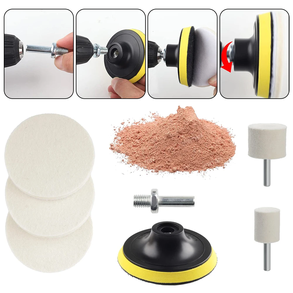 1set Scratch Remover Glass Polishing Kit Universal Cerium Oxide Powder DIY Repair Kit Kit Polishing Wheel Set Accessories