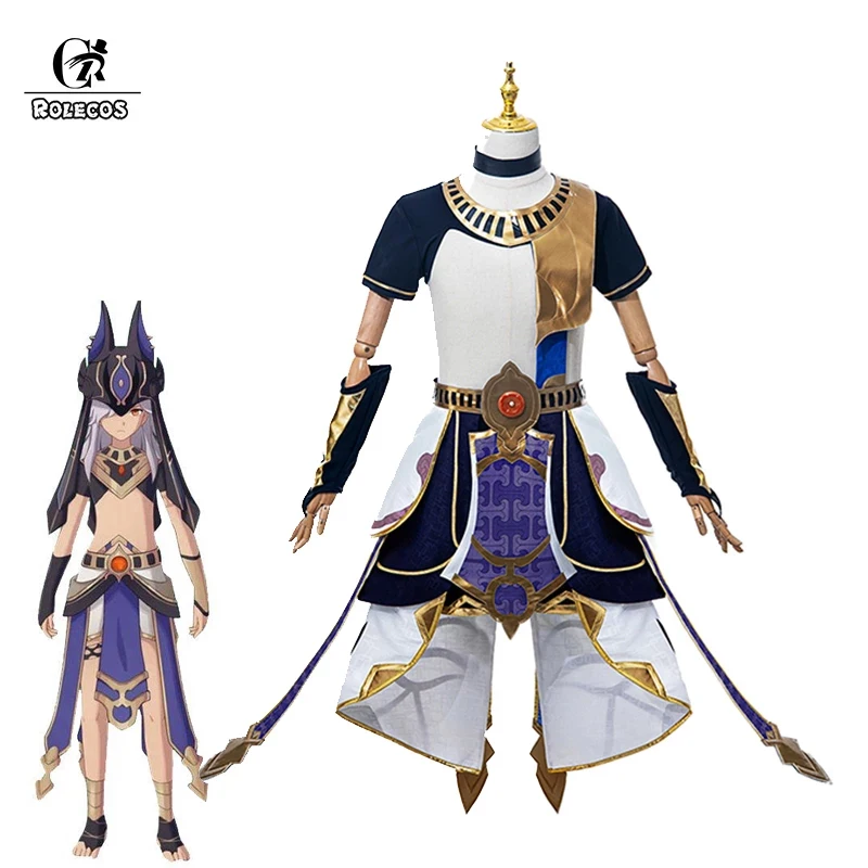 

ROLECOS Game Genshin Impact Cyno Cosplay Costume Cyno Men Combat Uniform Halloween Full Set Outfit With Hat