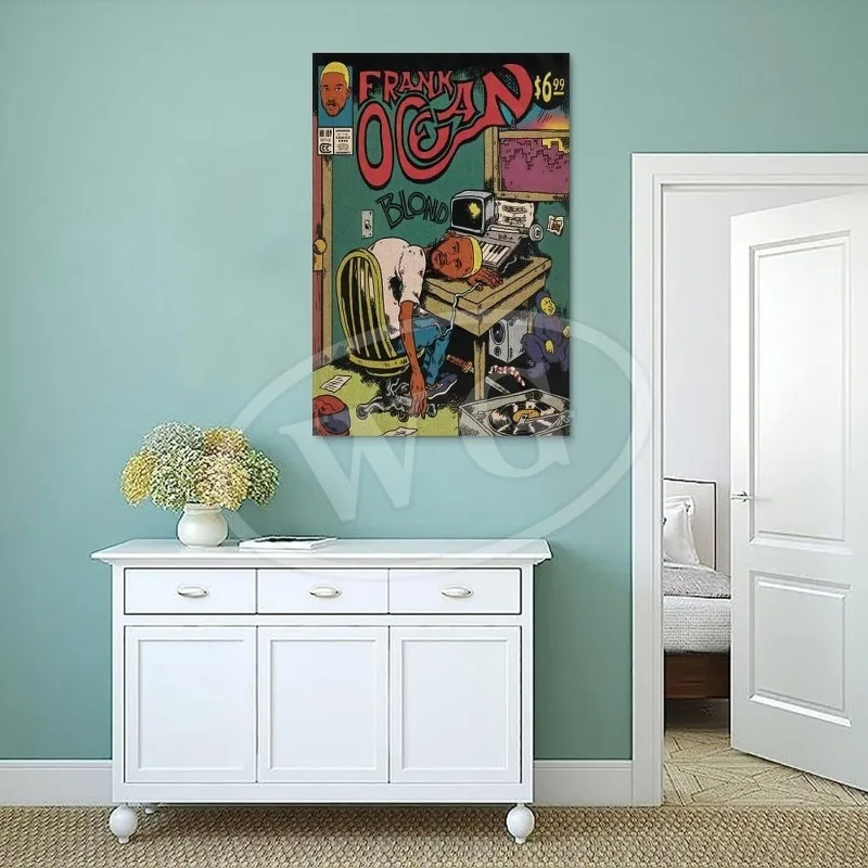 Poster Frank Ocean Blonde - Toile Vintage 20x30cm - Décoration Murale Chambre, Bar, Salon Style Sans Cadre