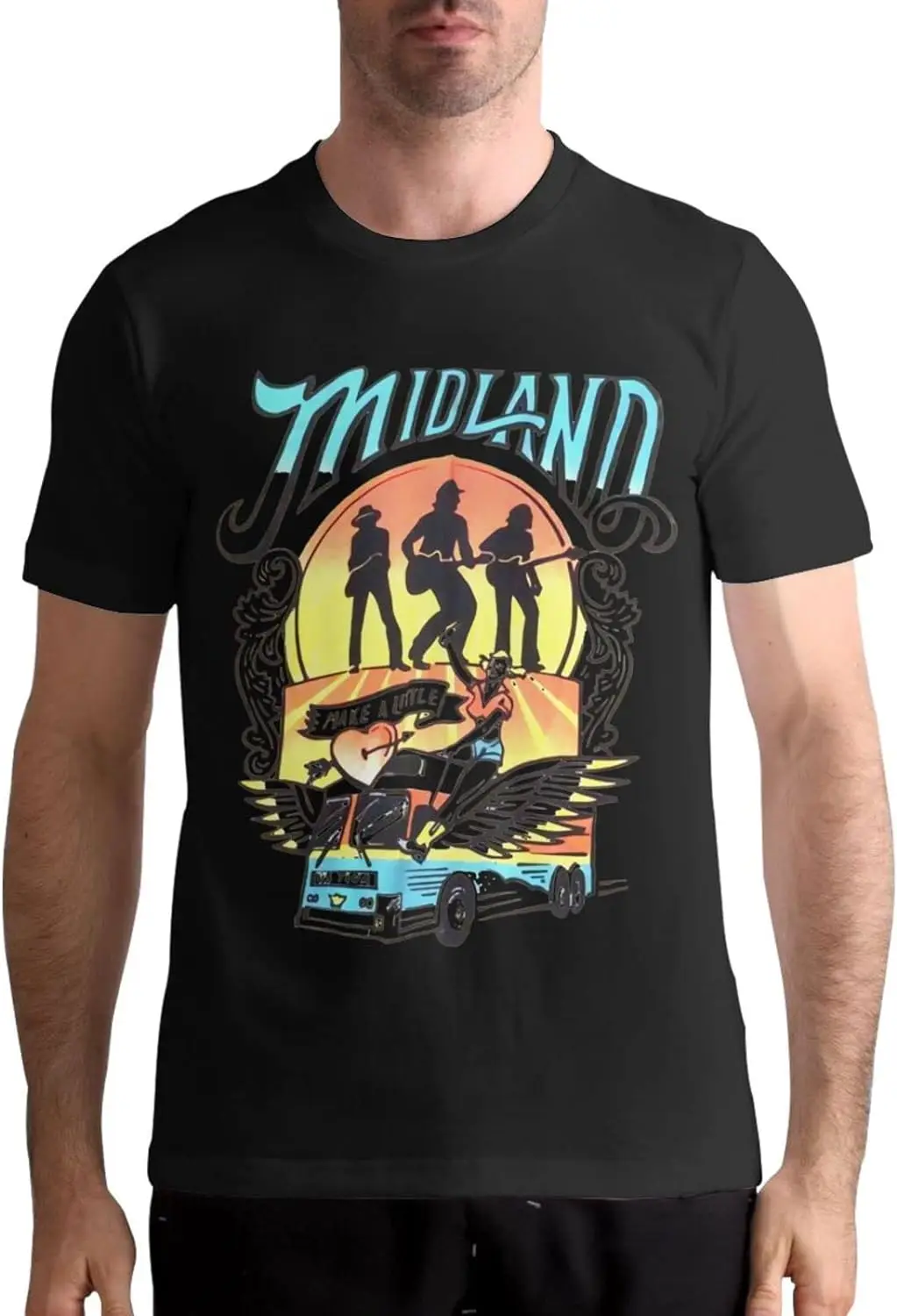 

Men's T-Shirt Crew Neck Shirts Short Sleeve Tees Summer Cotton Top Black