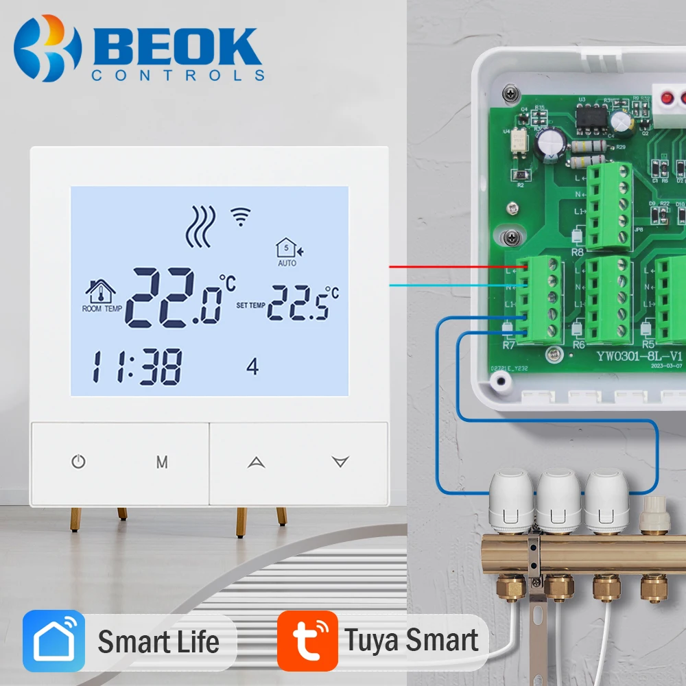 Beok Water Floor Zone Heating System Smart WIFI Thermostat
