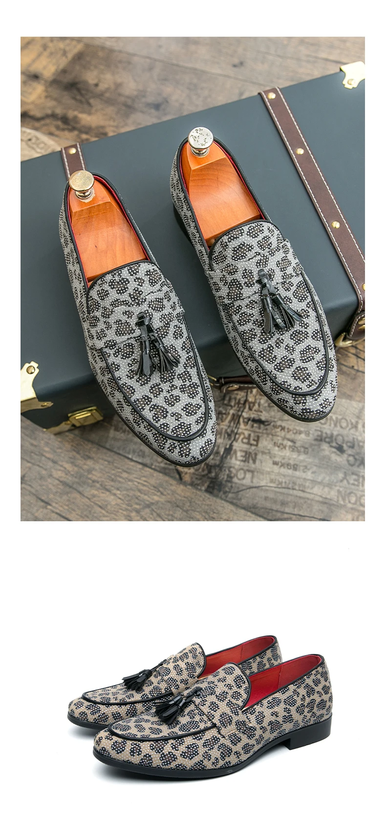 Diamant Leopard Große Größe Loafer Mode Party männer Casual Schuhe Komfortables Fahren Wohnungen Freizeit Männer Loafer Slip auf Mokassins – Detail 7