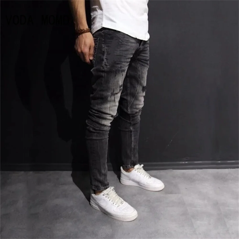 Jeans Men Business Casual Black Slim Pencil Pants Male Fashion Skinny Biker Pants Street Hip Hop Party Denim Clothing Men