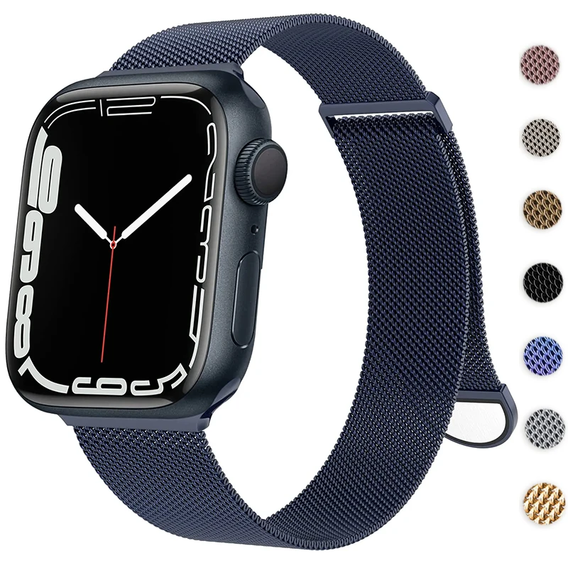 애플 워치용 금속 밀라노 루프 스트랩, 울트라 밴드, 49mm, 42mm, 44mm, 45mm, 41mm, 스틸 메쉬 마그네틱 iWatch 시리즈 9, 8, 7, 6, 5, 4, 3, SE