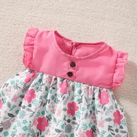 New Summer Baby Girl Floral Dress Girl Sleeveless Pure Cotton Newborn Birthday Dress Comes with Sun Hat 5