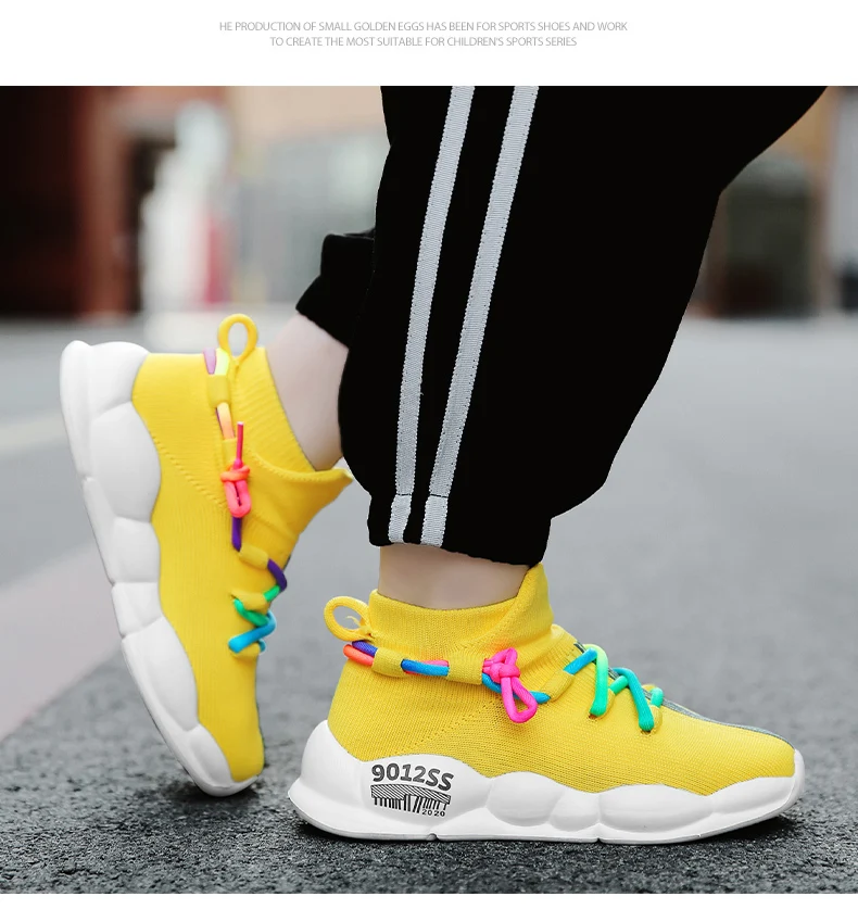 2025 neue Marke Kinder Schuhe Junge Mädchen Atmungsaktive Schuhe Casual Sport Schuhe Weiche Outdoor Kinder Stricken Turnschuhe Größe 26-38 – Detail 9