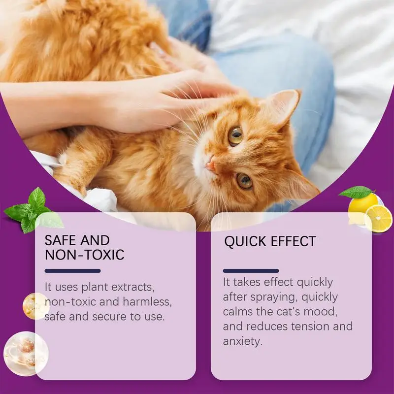 Cat Stress Relief Spray 100ml Scratch Prevention Cat Facial Spray Natural Plant-Based Acts Quickly Calming For