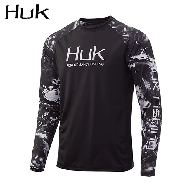 HUK Gear Fishing Shirts Men Long Sleeve Crewneck Sweatshirt Outdoor Uv  Protection Breathable Fishing Clothing Camisa Pesca - AliExpress