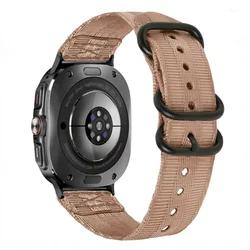 Nylon Loop Sport Wristband with Three-Ring Buckle for Galaxy Ultra 47mm (Striped brown)