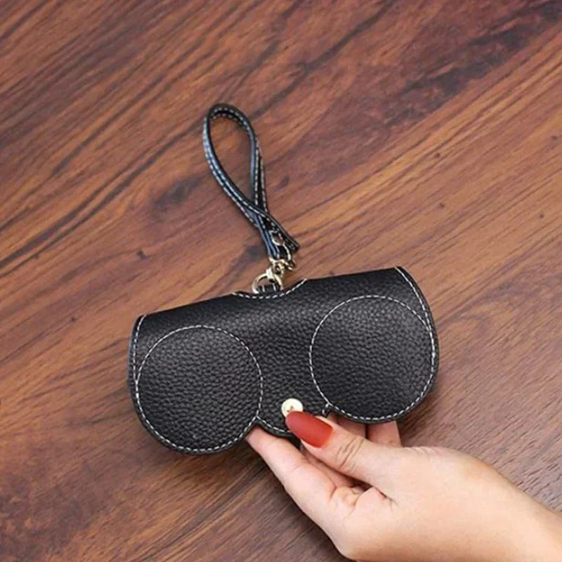 Soft Leather Sunglasses Bag Eyewear Case Container Storage Box  Portable Hanging Glasses Bag  Anti-Compression Sunglasses Case images - 6