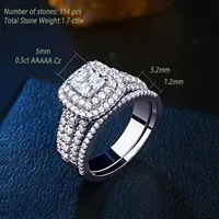 Newshe 925 Sterling Silver Halo Wedding Ring Set for Women Elegant Jewelry Princess Cross Cut AAAAA CZ Engagement Rings - Image 5
