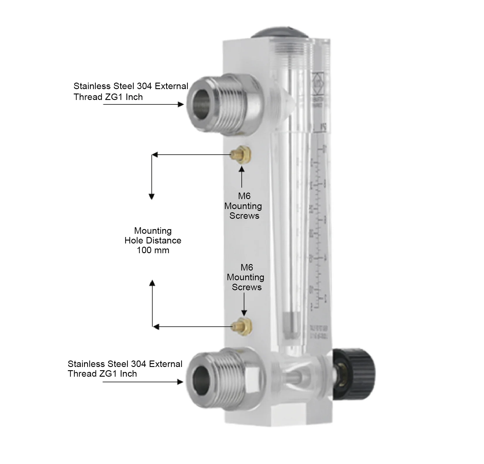 LZM-25ZT Rotameter Acrylic Flow Meter Gas Water Liquid 20-350 Nm3/H Variable Are