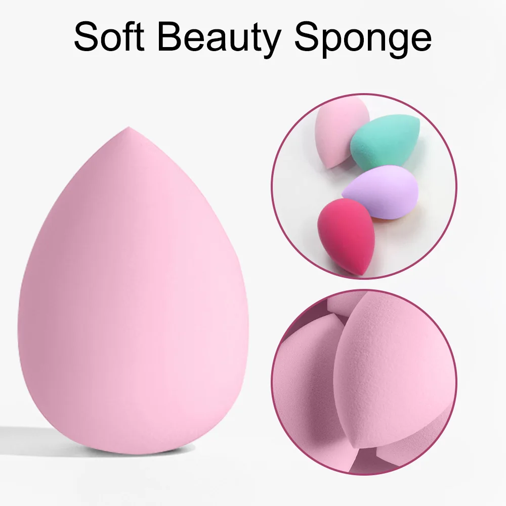 Versatile Multi-Colored Makeup Sponge Collection with Triangle and Mini Puffs