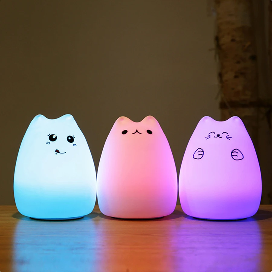 LED Night Light LED Night Lamp Night Light Animal Silicone Soft Breathing Cartoon Baby Nursery Lamp for Children