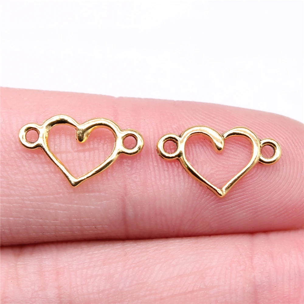 15x9mm Antique Silver Color Hollow Heart Connector Charms Jewelry Making DIY Jewelry Findings 40pcs silver charm alloy heart charms metal charm silver charms jewelry charms