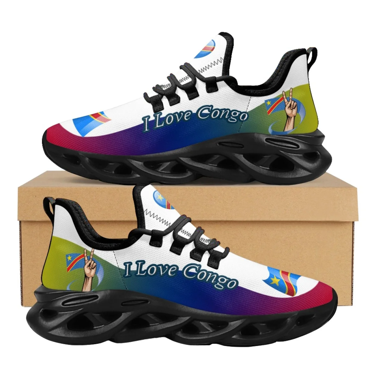 New Arrivals I Love Congo Women's Sneakers Mesh Shock Absorbing Running Shoes Spring Autumn Durable Round Toe Walking  Footwear