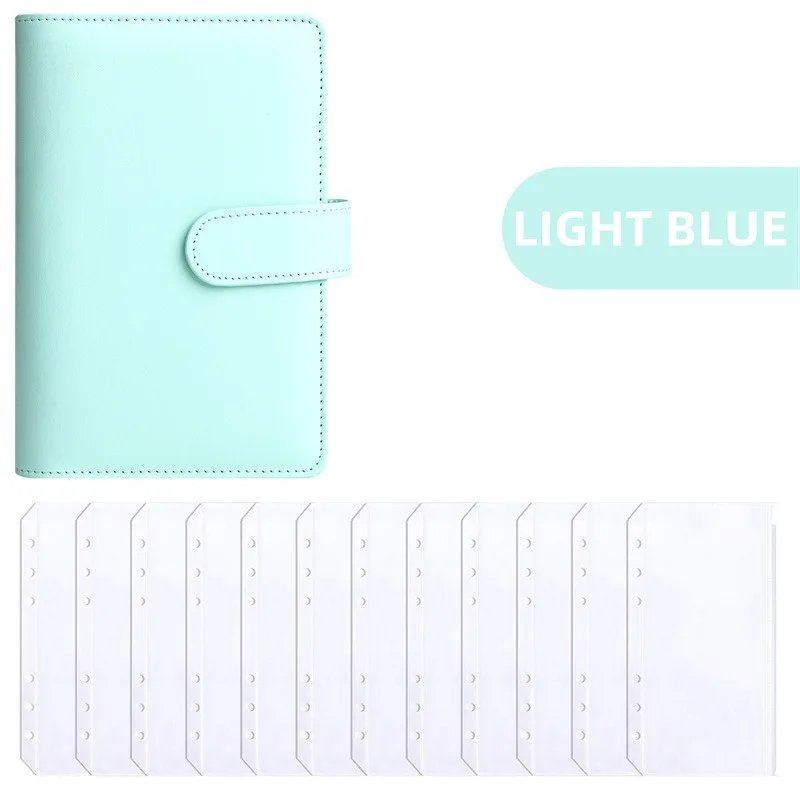 PU Leather A6 Budget Binder with Cash Envelope Pockets & Zipper