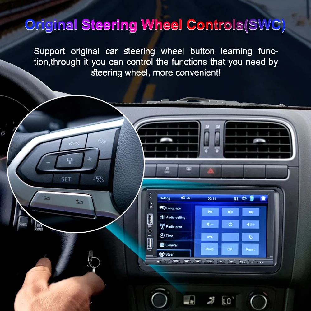 REAKOSOUND 1 Din ڵ ׷  7 ġ ũ carplay  ڵ Ƽ̵ ÷̾, BT FM  ű  USB