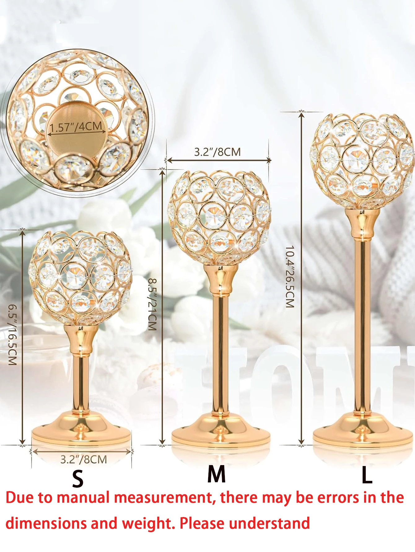 Crystal Candle Holder Golden Candlestick Decorative Tealight 1/3pcs For Wedding/Party/Table Centerpiece Decor