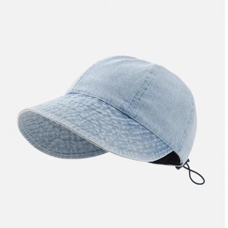 Denim Cap Hats For Women Summer Sun Hat Sunshade Fisherman Cap Bucket Hat Big Brim Breathable Cowboy Adjustable Rope sun hat