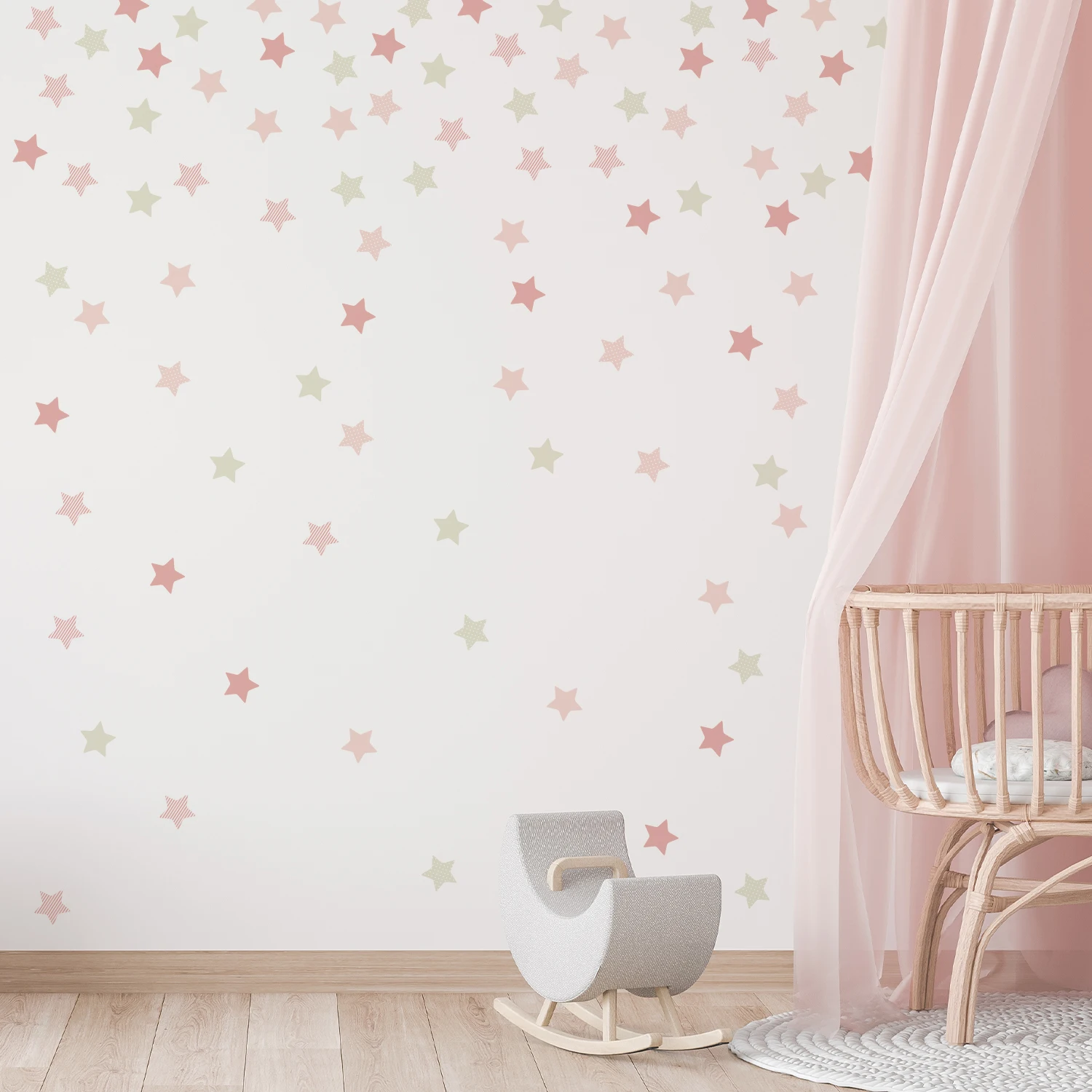 Boho Pink Stars Wall Stickers Rimovibile Nursery Home Decoration For Kids Rooms Girls Bedroom Vintage Garden Vinyl Interior Decal