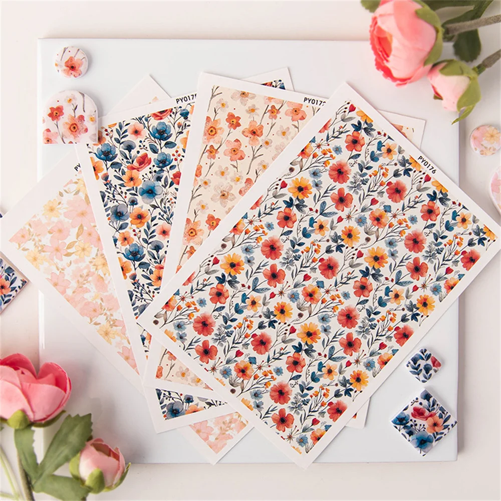 Floral Plant Pattern Polymer Clay Water Transfer Paper Colorful Water Soluble Disposable Sticker Pottery Earrings 9.5x13.8cm, polymer clay tools,clay sculpting tools,pottery sculpting tools,clay craft tool