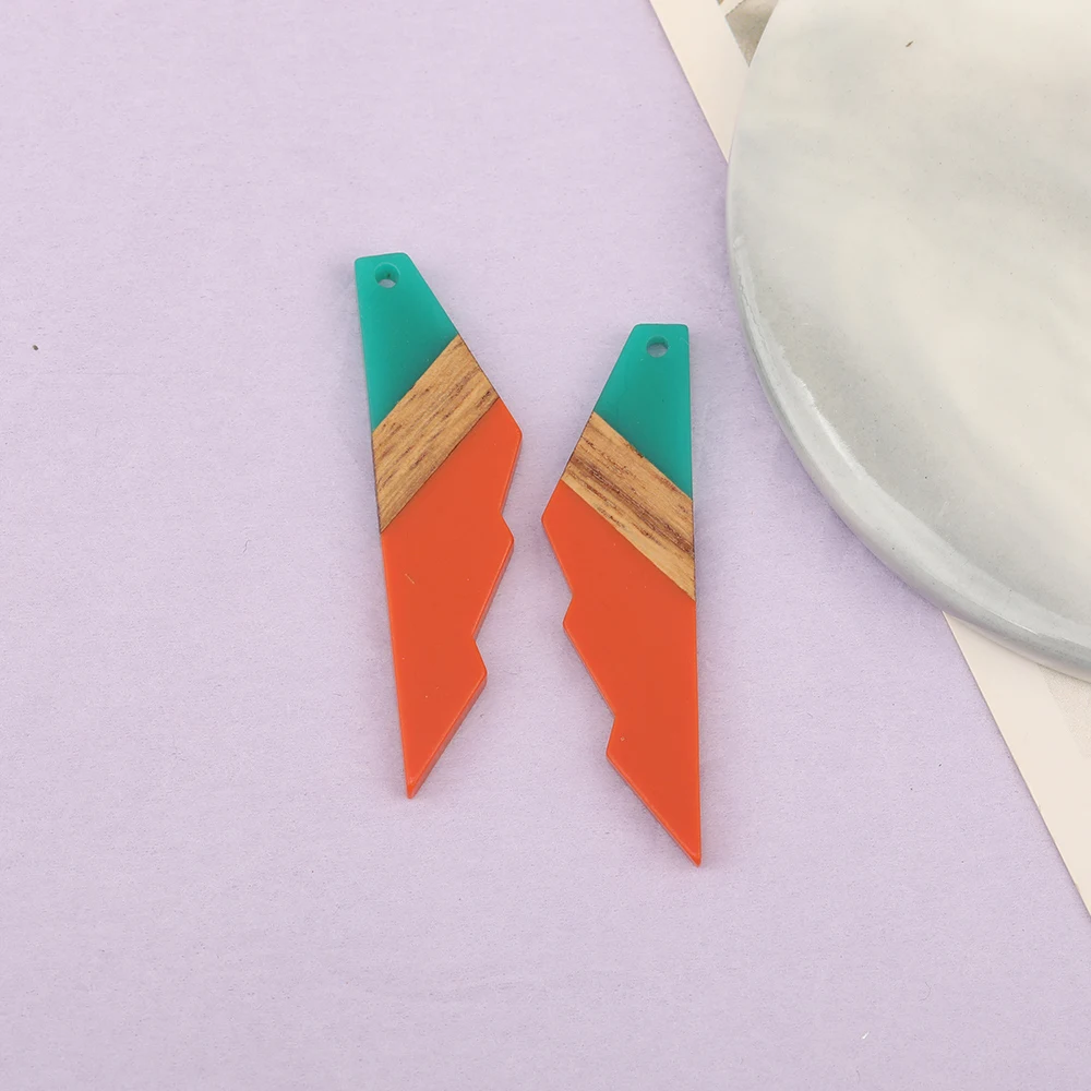 Cordial Design 40Pcs 14*53MM Jewelry Accessories/Hand Made Charms/Jewelry Findings&Components/Natural Wood&Resin/Serrated Shape - cordial