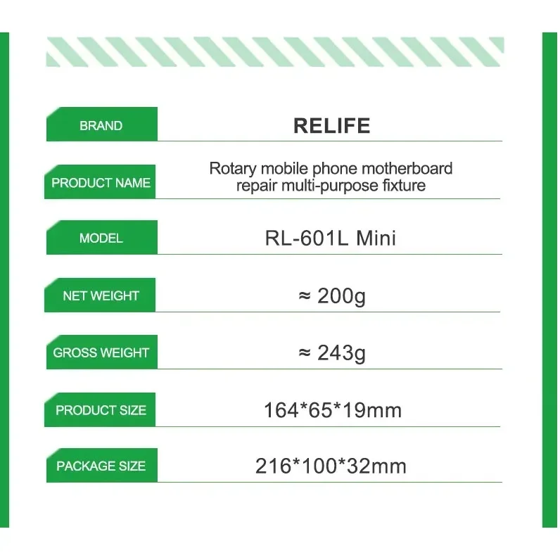 RELIFE RL-601L 마더보드 고정장치, 더블 슬롯 및 3 축, 다기능 클램핑 지지대, 마더보드 납땜 도구