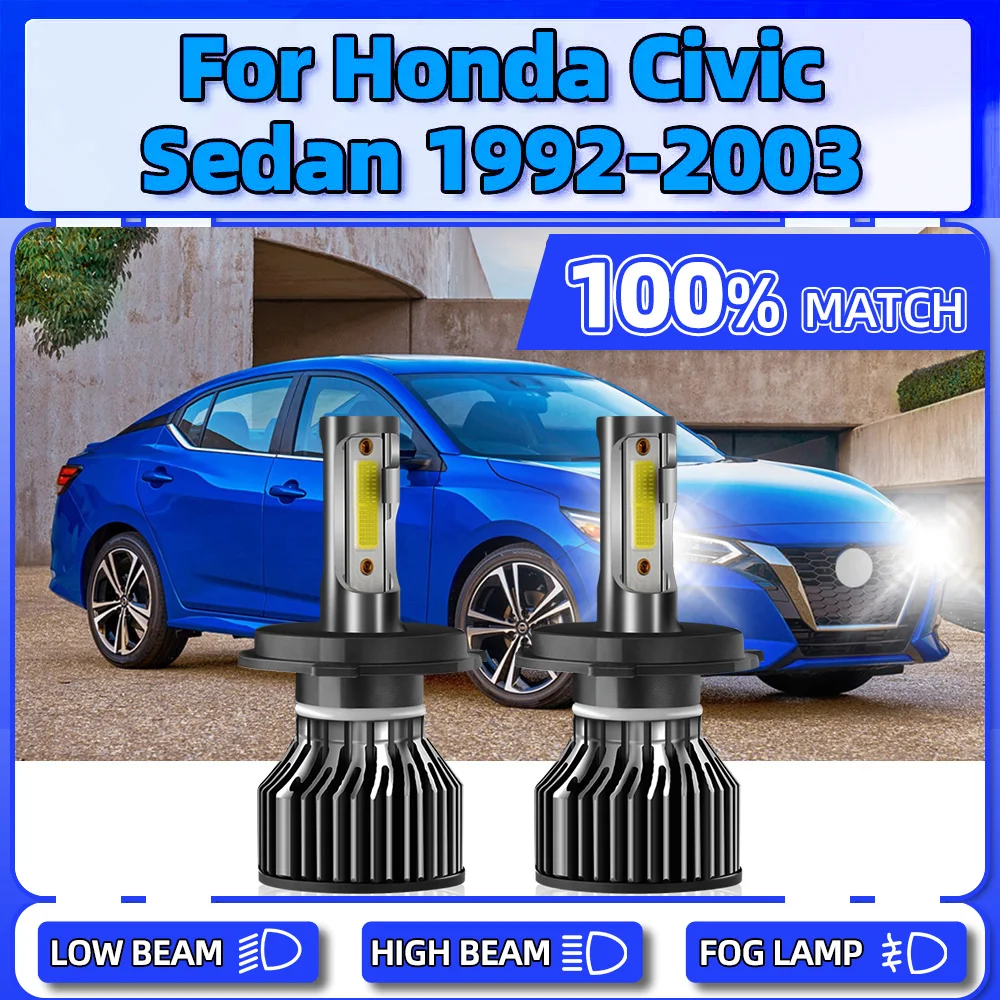 

2Pcs H4 LED Headlight 20000LM Car Light 120W Auto Lamps 12V 6000K White For Honda Civic Sedan 1992-1998 1999 2000 2001 2002 2003