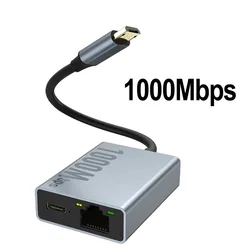 High-Speed USB-C to Ethernet Adapter, 1000Mbps Network Card for Seamless Connectivity (1pc USB Port)