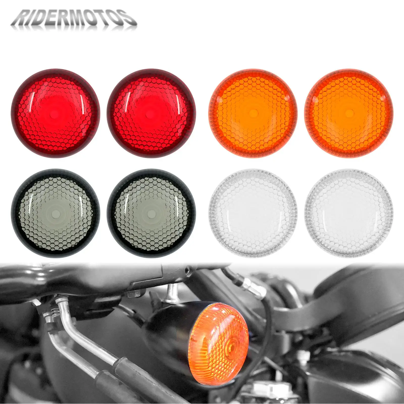 

2Pcs Motorcycle Turn Signal Light Lens Cover ABS Red Smoke Orange For Harley Touring FLHT FLHX FLHR Softail FL Dyna Sportster XL