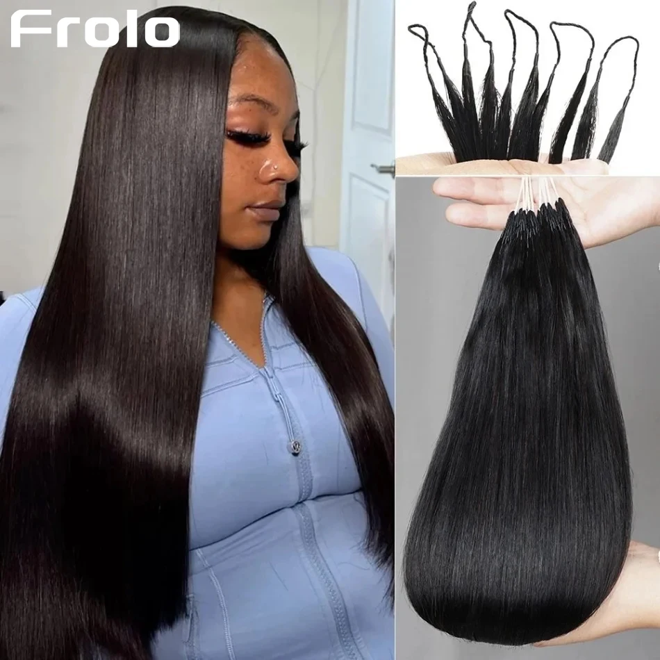 Extensions de cheveux humains au crochet, lisses, pré-bouclées, effet plume, réutilisables, invisibles, pré-séparées, sans nœuds, noires 1