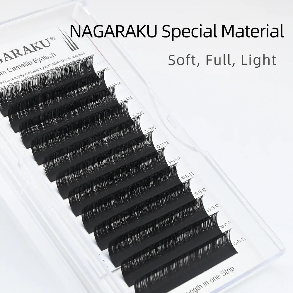 NAGARAKU L LB LC C D Curl 6-17mm Mixed Self-making Fans Volume Lash Extensions Camellia Blooming Eyelash Tray Premade Fans
