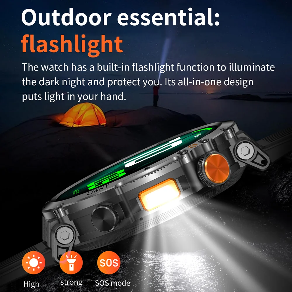 2026 New Military GPS Sports Smart Watch Men Compass 3ATM Waterproof Swim Fitness Tracker AMOLED HD SmartWatches 850Mah Battery 6